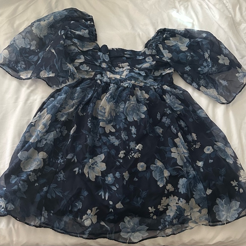 Abercrombie & Fitch Blue Angel Sleeve Babydoll Dress